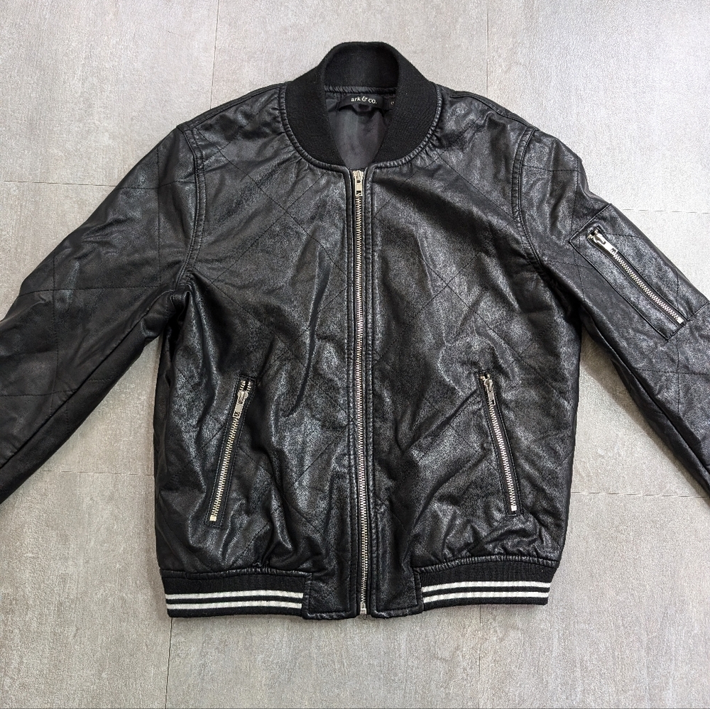 Ark & Co Motorcycle Style Long Sleeve Black Jacket With Stripes Size Small